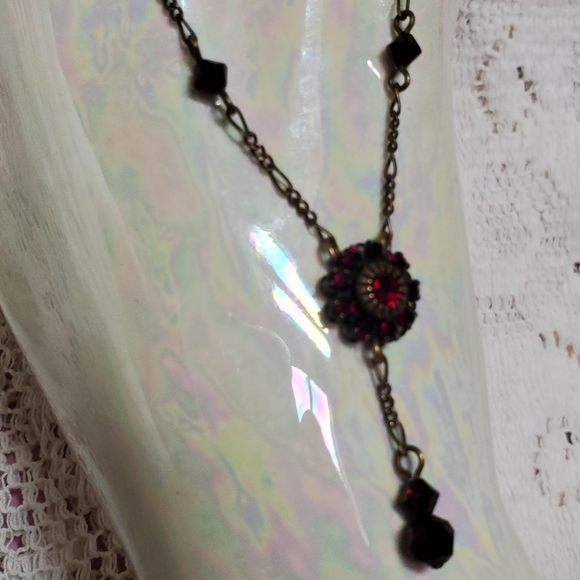 LIZ PAIACIOS Red Crystal 1920s Style Necklace - Picture 4 of 6